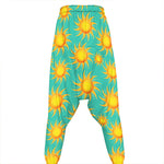 Shiny Sun Pattern Print Hammer Pants