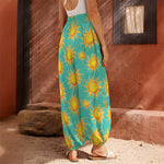 Shiny Sun Pattern Print Harem Pants
