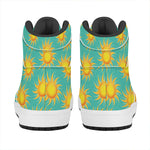 Shiny Sun Pattern Print High Top Leather Sneakers