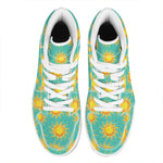 Shiny Sun Pattern Print High Top Leather Sneakers