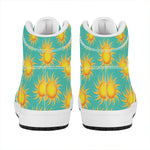 Shiny Sun Pattern Print High Top Leather Sneakers