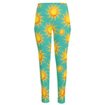 Shiny Sun Pattern Print High-Waisted Pocket Leggings