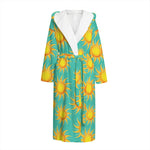 Shiny Sun Pattern Print Hooded Bathrobe