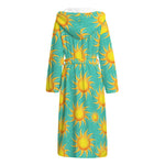 Shiny Sun Pattern Print Hooded Bathrobe