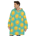 Shiny Sun Pattern Print Hoodie Blanket