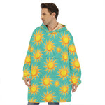 Shiny Sun Pattern Print Hoodie Blanket