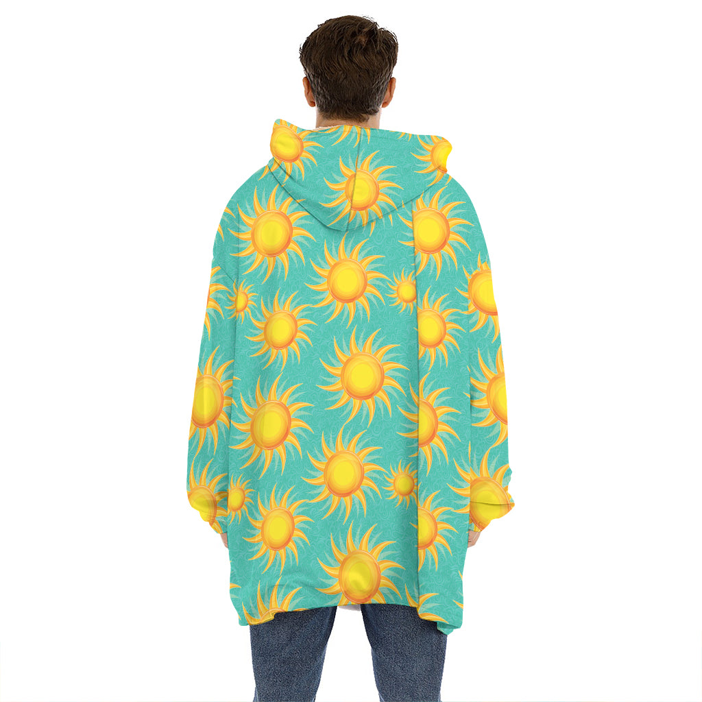 Shiny Sun Pattern Print Hoodie Blanket
