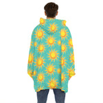 Shiny Sun Pattern Print Hoodie Blanket