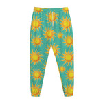 Shiny Sun Pattern Print Jogger Pants