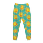 Shiny Sun Pattern Print Jogger Pants