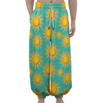 Shiny Sun Pattern Print Lantern Pants