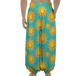 Shiny Sun Pattern Print Lantern Pants