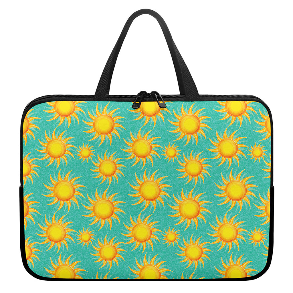 Shiny Sun Pattern Print Laptop Sleeve With Handle