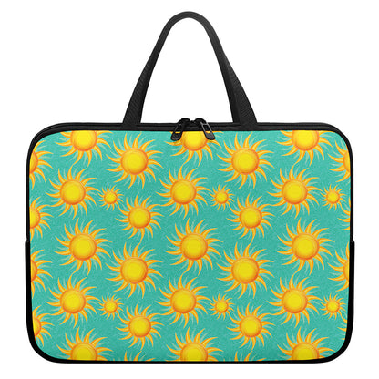 Shiny Sun Pattern Print Laptop Sleeve With Handle