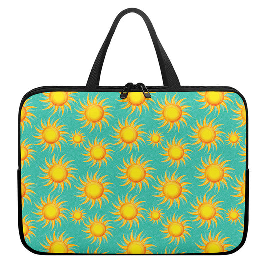 Shiny Sun Pattern Print Laptop Sleeve With Handle
