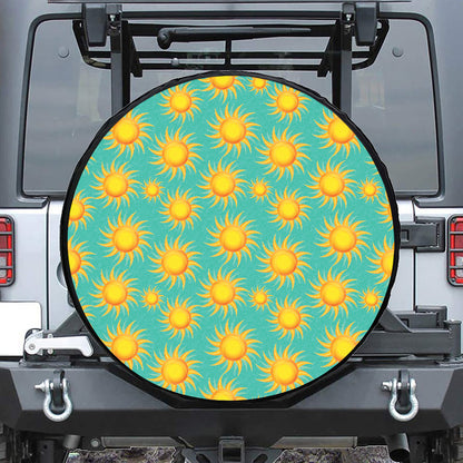 Shiny Sun Pattern Print Leather Spare Tire Cover