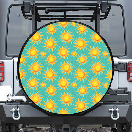 Shiny Sun Pattern Print Leather Spare Tire Cover