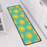 Shiny Sun Pattern Print Long Kitchen Mat