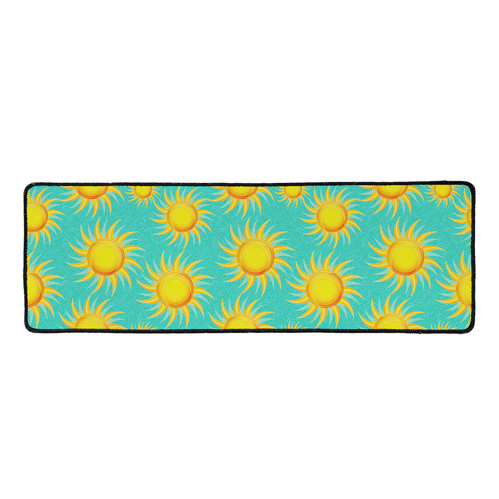Shiny Sun Pattern Print Long Kitchen Mat