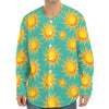 Shiny Sun Pattern Print Long Sleeve Baseball Jersey