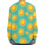 Shiny Sun Pattern Print Long Sleeve Baseball Jersey