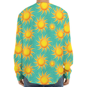 Shiny Sun Pattern Print Long Sleeve Baseball Jersey