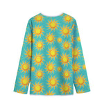 Shiny Sun Pattern Print Long Sleeve Short Coat