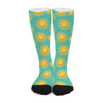 Shiny Sun Pattern Print Long Socks