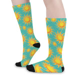 Shiny Sun Pattern Print Long Socks