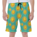 Shiny Sun Pattern Print Men's Beach Shorts