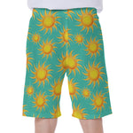Shiny Sun Pattern Print Men's Beach Shorts