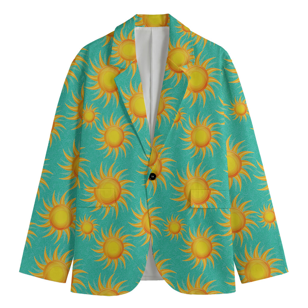 Shiny Sun Pattern Print Men's Blazer