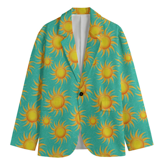 Shiny Sun Pattern Print Men's Blazer