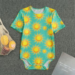 Shiny Sun Pattern Print Men's Bodysuit