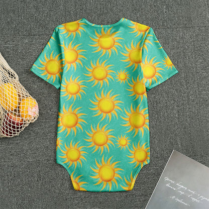 Shiny Sun Pattern Print Men's Bodysuit