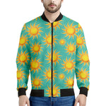 Shiny Sun Pattern Print Men's Bomber Jacket
