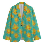 Shiny Sun Pattern Print Men's Cotton Blazer