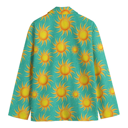 Shiny Sun Pattern Print Men's Cotton Blazer