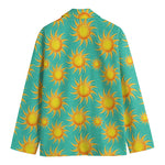 Shiny Sun Pattern Print Men's Cotton Blazer