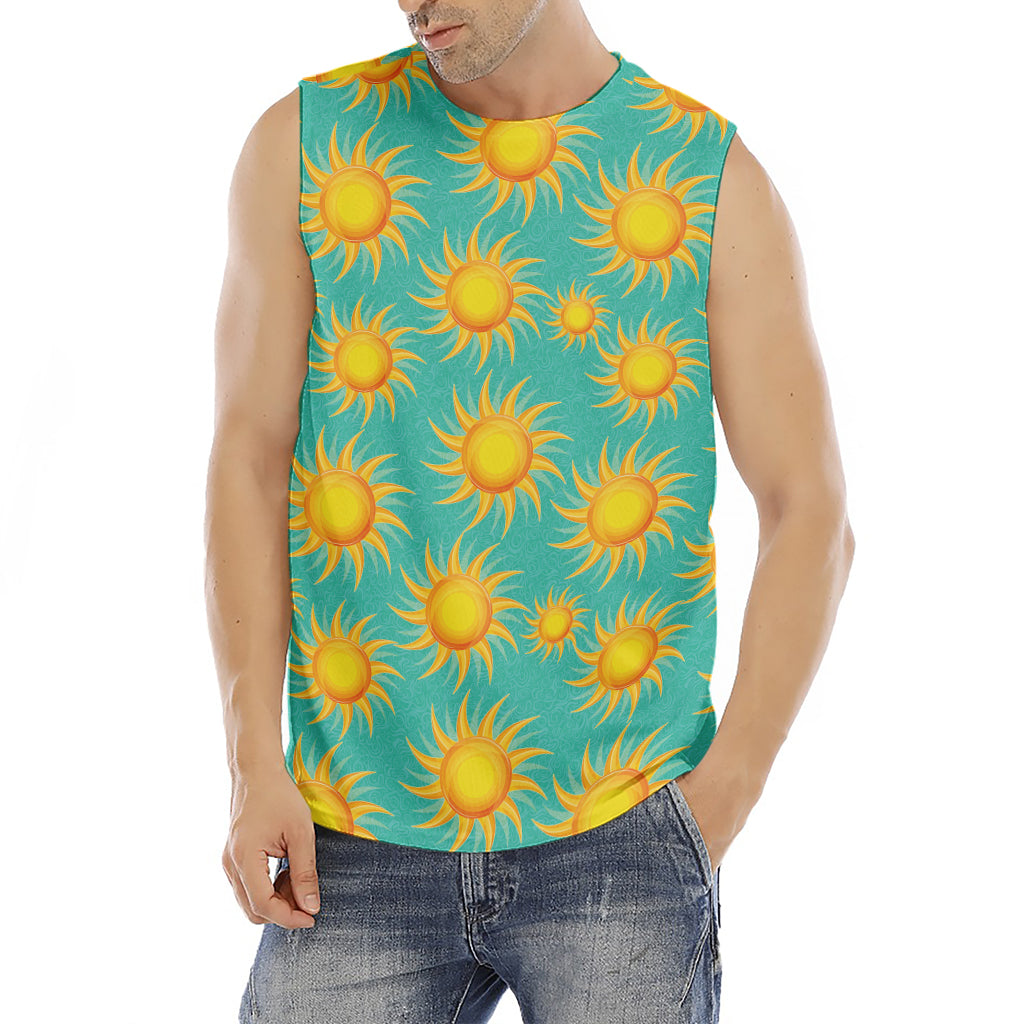 Shiny Sun Pattern Print Men's Fitness Tank Top