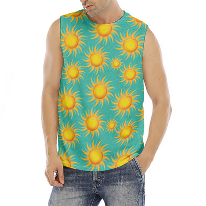 Shiny Sun Pattern Print Men's Fitness Tank Top