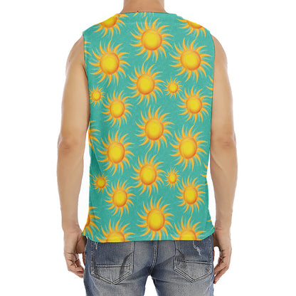 Shiny Sun Pattern Print Men's Fitness Tank Top