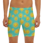 Shiny Sun Pattern Print Men's Long Boxer Briefs