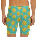 Shiny Sun Pattern Print Men's Long Boxer Briefs