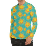 Shiny Sun Pattern Print Men's Long Sleeve Rash Guard