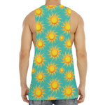 Shiny Sun Pattern Print Men's Muscle Tank Top