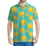 Shiny Sun Pattern Print Men's Polo Shirt