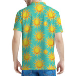 Shiny Sun Pattern Print Men's Polo Shirt