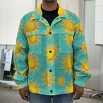 Shiny Sun Pattern Print Men's Shirt Jacket
