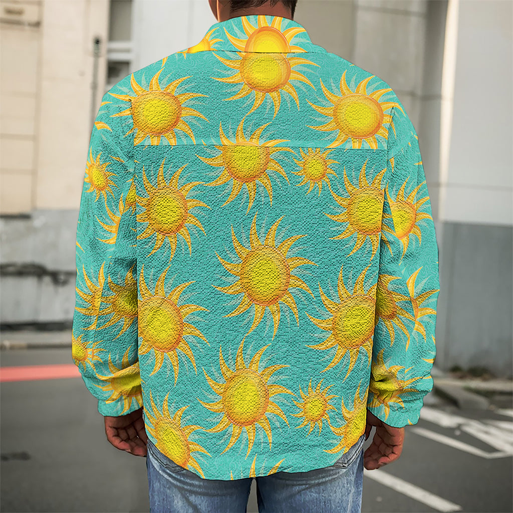 Shiny Sun Pattern Print Men's Shirt Jacket